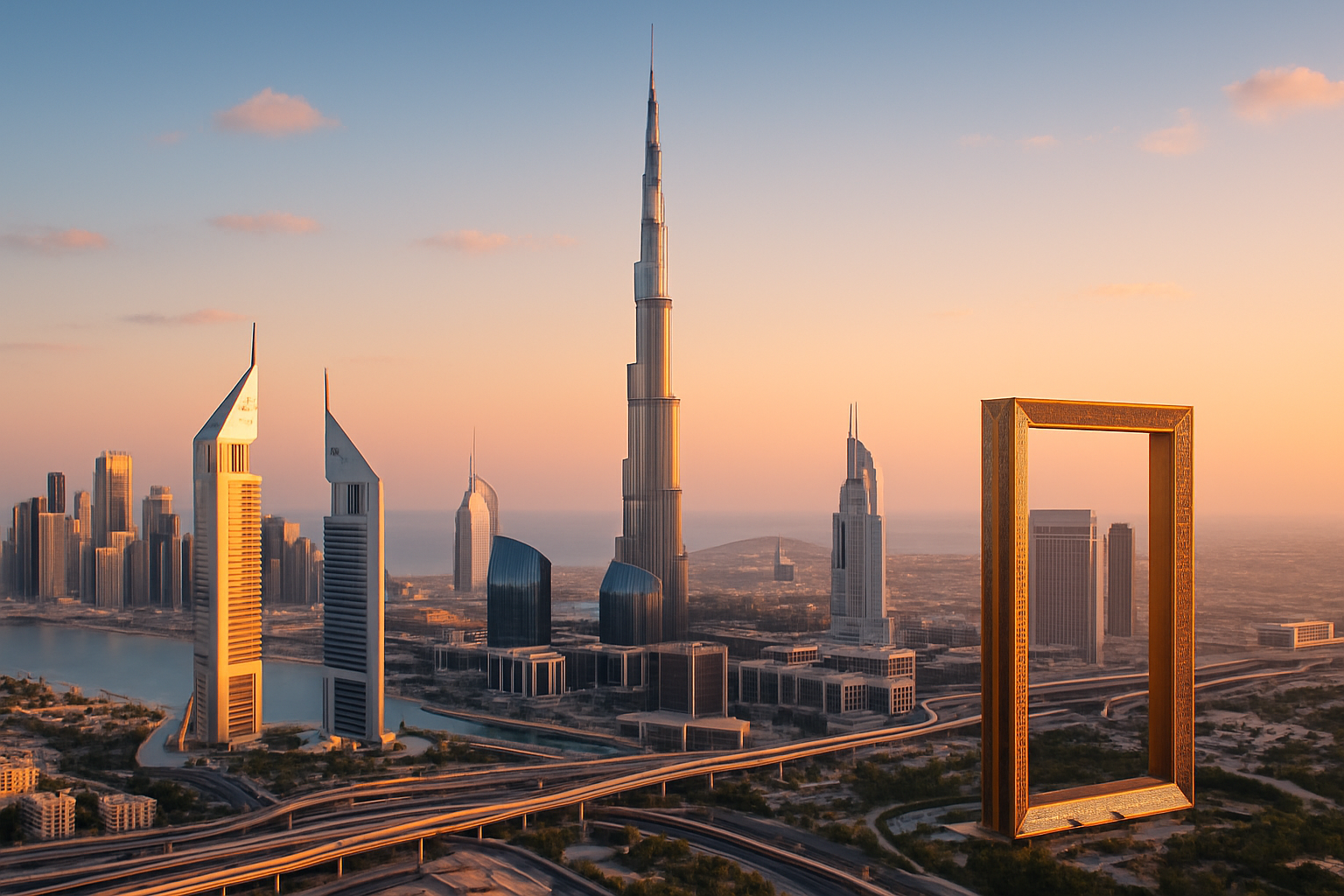 Iconic Dubai landmarks and skyline